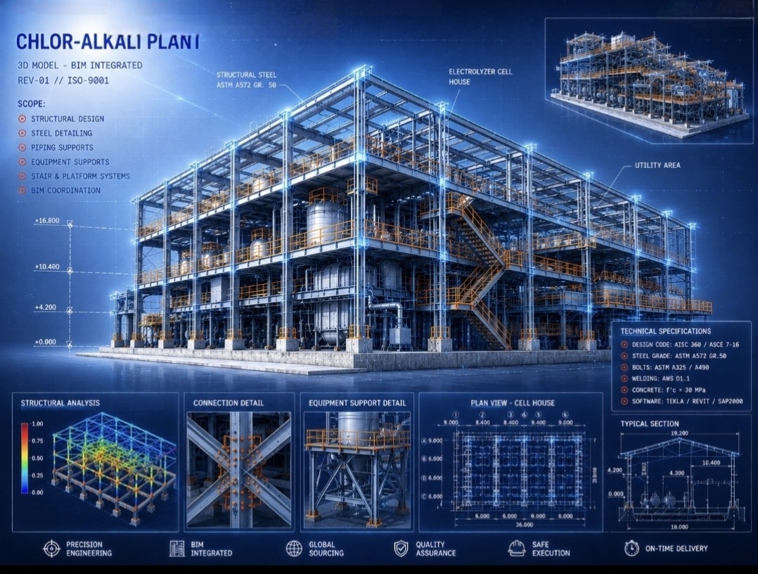 Heavy petrochemical industrial plant and pressure piping systems